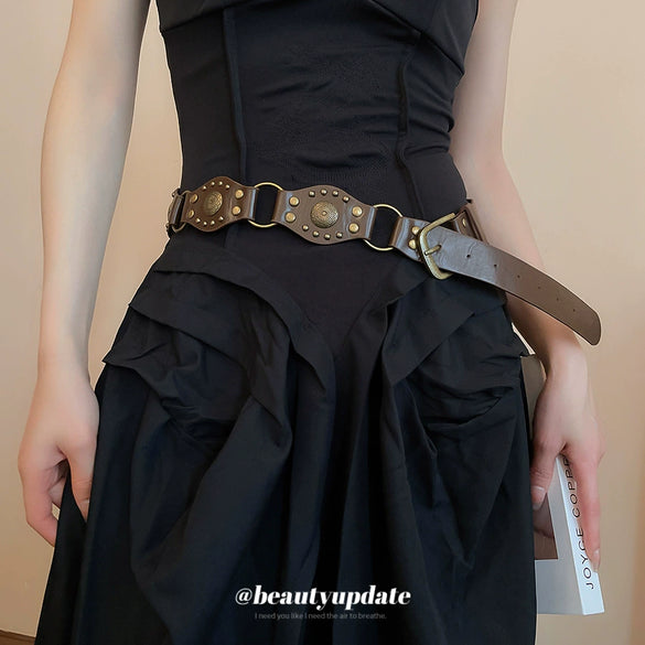 Women's Retro Punk Style Alloy Denim Waist Chain With Geometric Pattern Handmade Decorative Accessories
