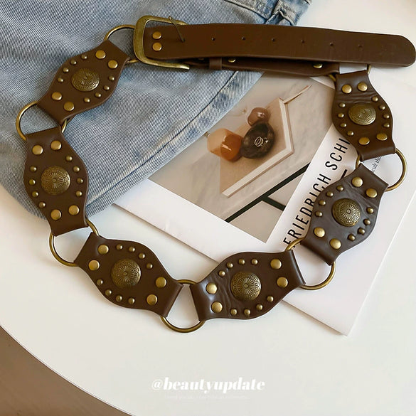 Women's Retro Punk Style Alloy Denim Waist Chain With Geometric Pattern Handmade Decorative Accessories