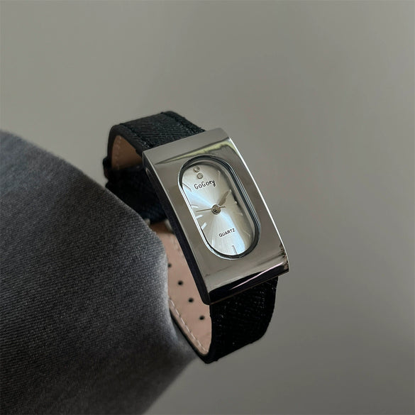 Women's Retro Rectangular Metal Pu Strap Luxury Niche Highend Sense Antique Fashion Simple Watch