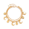 Women's Retro Relief Portrait Crescent Moon Pendant Necklace Alloy Chain Electroplating Geometric Style