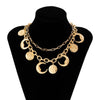 Women's Retro Relief Portrait Crescent Moon Pendant Necklace Alloy Chain Electroplating Geometric Style