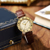 Women's Retro Roman Style Luxury Copper Alloy And Pu Watch With Round Dial