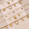 Women's Retro Round Cross Pendant Multi Layer Necklace In Stainless Steel With Gold Plated Oil Drip Geometric Design Fashion Jewelry