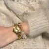 Women's Retro Simple Alloy Steel Band Quartz Watch With Gold Diamond Niche Design