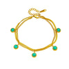 Women's Retro Simple Doublelayer Metal Stainless Steel Turquoise Pendant Bracelet With Electroplating