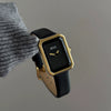 Women's Retro Simple Imitation Leather And Metal Commuter Accessory With Rectangular Dial