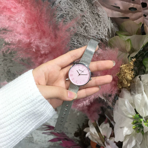 Women's Retro Simple Metal Chain Watch With Round Dial Alloy Case And Stainless Steel Strap