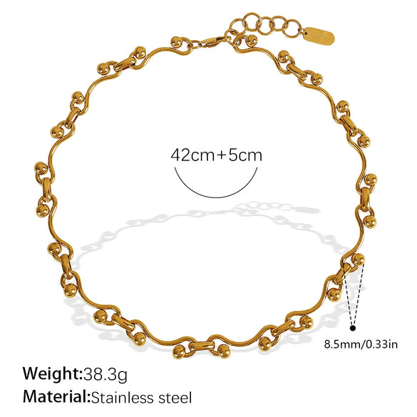 Women's Retro Simple Style 316L Stainless Steel Chain Necklace With Electroplating