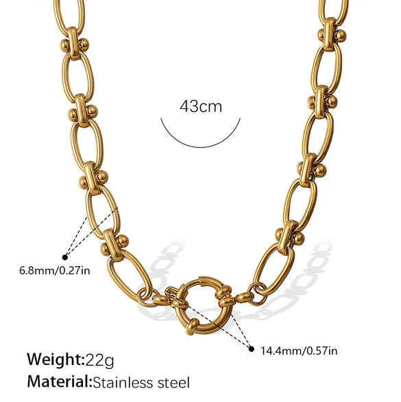 Women's Retro Simple Style 316L Stainless Steel Chain Necklace With Electroplating