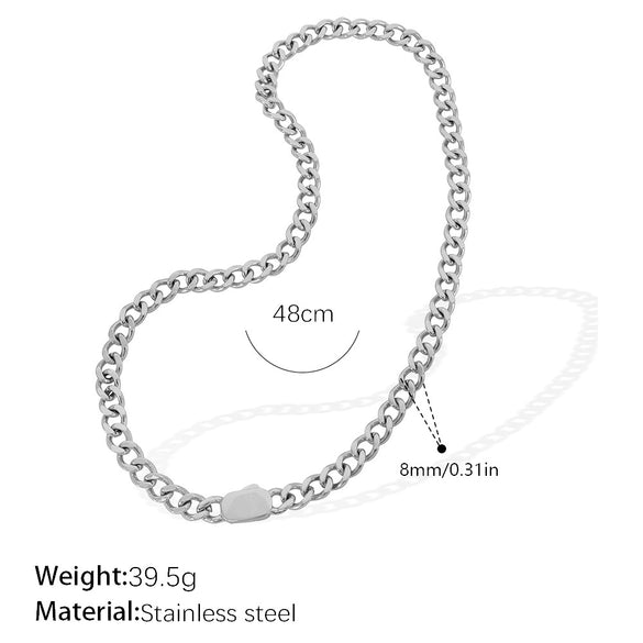 Women's Retro Simple Style 316L Stainless Steel Chain Necklace With Electroplating