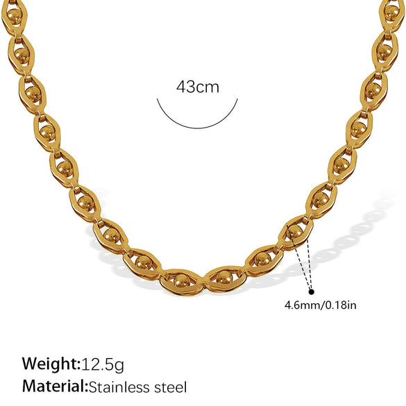 Women's Retro Simple Style 316L Stainless Steel Chain Necklace With Electroplating