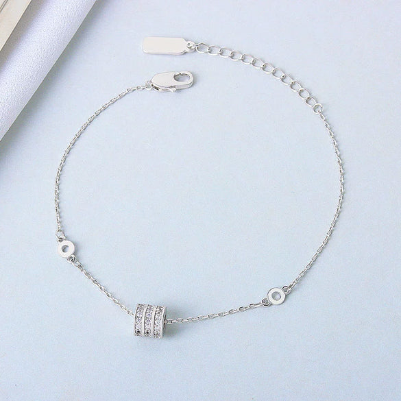 Women's Retro Small Waist Bracelet In S925 Sterling Silver With Diamond Accent Fashion Hand Jewelry
