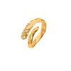 Women's Retro Snake Shaped Adjustable Open Ring With Crystal Inlay In Electroplated Brass With 18K Gold Finish Animal Pattern Simple Style