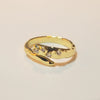 Women's Retro Snake Shaped Adjustable Open Ring With Crystal Inlay In Electroplated Brass With 18K Gold Finish Animal Pattern Simple Style