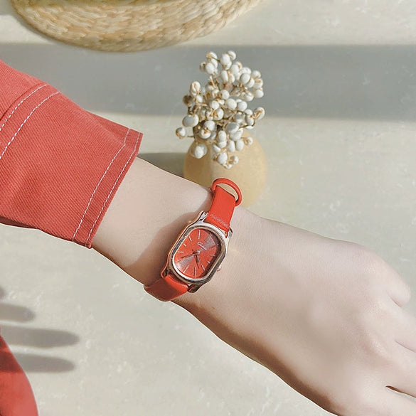 Women's Retro Square Alloy Case Ordinary Glass Mirror Leisure Style Watch
