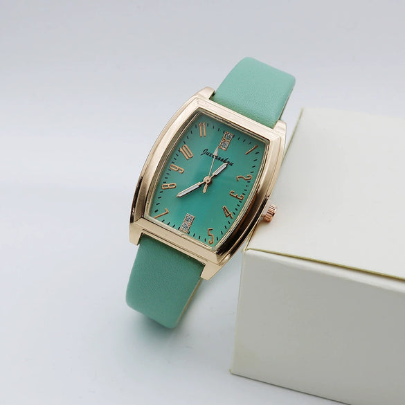 Women's Retro Square Casual Quartz Watch With Alloy Case Pu Strap And Mineral Strengthened Glass Mirror