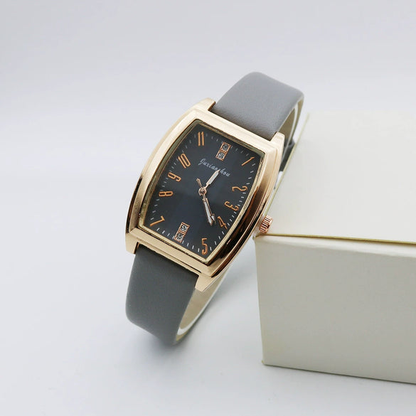 Women's Retro Square Casual Quartz Watch With Alloy Case Pu Strap And Mineral Strengthened Glass Mirror