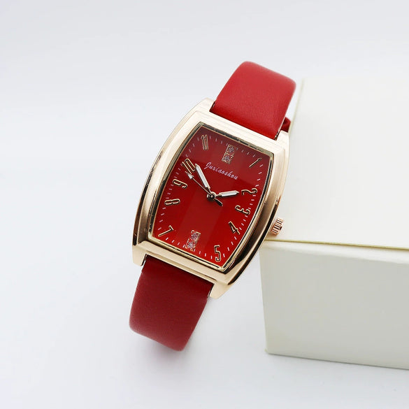 Women's Retro Square Casual Quartz Watch With Alloy Case Pu Strap And Mineral Strengthened Glass Mirror