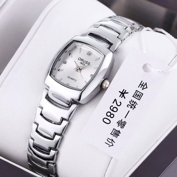 Women's Retro Square Dial Alloy Watch With Stainless Steel Clasp And Mineral Strengthened Glass Mirror
