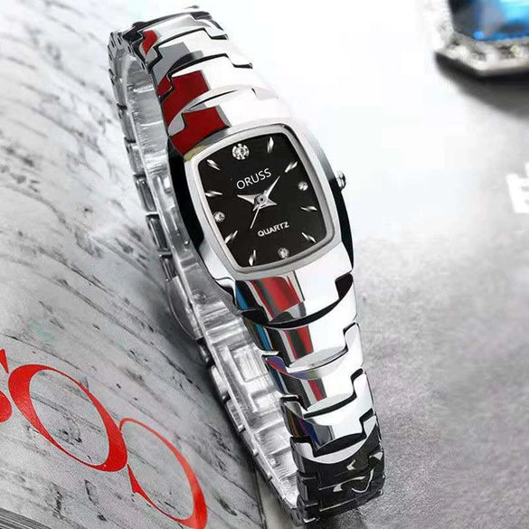 Women's Retro Square Dial Alloy Watch With Stainless Steel Clasp And Mineral Strengthened Glass Mirror