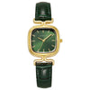 Women's Retro Square Dial Luxury Watch Alloy Case Imitation Leather Strap Stainless Steel Clasp