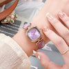 Women's Retro Square Dial Luxury Watch Alloy Case Imitation Leather Strap Stainless Steel Clasp