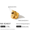 Women's Retro Stainless Steel Adjustable Open Ring With Natural Stone Geometric Design And 18K Vacuum Plated Finish