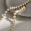 Women's Retro Stainless Steel 18K Gold Plated Pearl Ball Bracelet And Necklace Set With Geometric Design