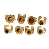 Women's Retro Stainless Steel Open Ring With Oval Tiger Eye Stone Inlay And Gold Tone Electroplated Finish