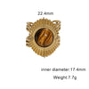 Women's Retro Stainless Steel Open Ring With Oval Tiger Eye Stone Inlay And Gold Tone Electroplated Finish