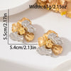 Women's Retro Statement Flower Earrings Gold And Silver Color Blocked Zinc Alloy With Threedimensional Relief Petals And Electroplated Finish