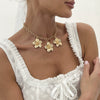 Women's Retro Stereo Flower Geometric Alloy Iron Chain Clavicle Necklace With Electroplating