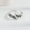 Women's Retro Sterling Silver Wing Ring Adjustable Open Band With Electroplated Bat Wing Design