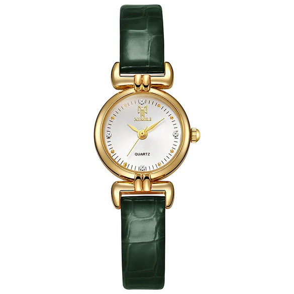 Women's Retro Style Alloy Case And Strap Round Dial Quartz Watch With Printed Logo
