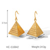 Women's Retro Style Stainless Steel Pyramid Geometric Electroplated Earrings