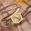 Women's Retro Style Winding Bracelet Watch With Braided Snake Pattern Imitation Leather Strap And Alloy Case