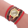 Women's Retro Style Winding Bracelet Watch With Braided Snake Pattern Imitation Leather Strap And Alloy Case