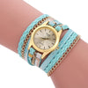 Women's Retro Style Winding Bracelet Watch With Braided Snake Pattern Imitation Leather Strap And Alloy Case