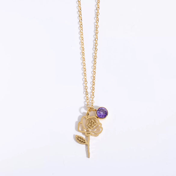 Women's Retro Three Dimensional Titanium Steel Flower Zodiac Peanut Pendant Bracelet