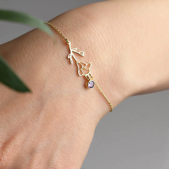 Women's Retro Three Dimensional Titanium Steel Flower Zodiac Peanut Pendant Bracelet