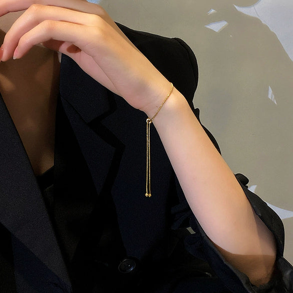 Women's Retro Titanium Steel Geometric Pullout Snake Bone Chain Bracelet With Electroplating