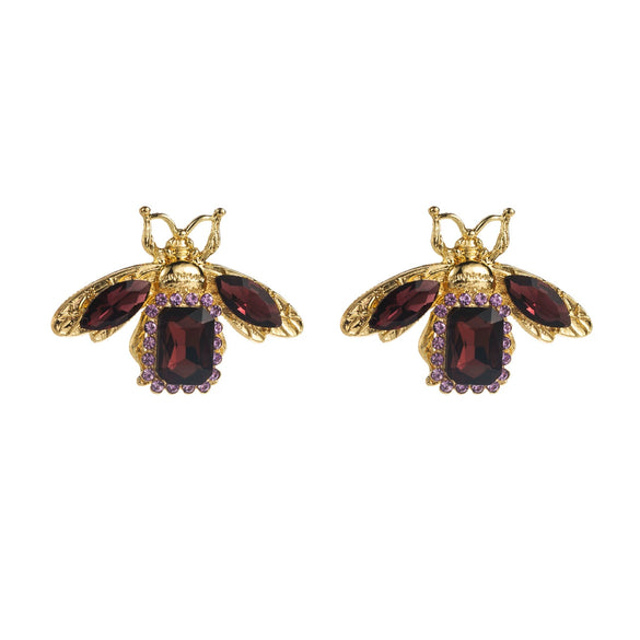 Women's Retro Trendy Animal Style S925 Silver Needle Alloy Earrings With Bee Pattern And Rhinestone Inlay