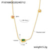 Women's Retro Tricolor Glass Stone Pendant Clavicle Chain Jewelry 316L Stainless Steel 18K Gold Plated Geometric Style