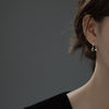 Women's Retro Ushaped Natural Jade Earrings With Sterling Silver Screw Ear Hooks And Electroplated Finish