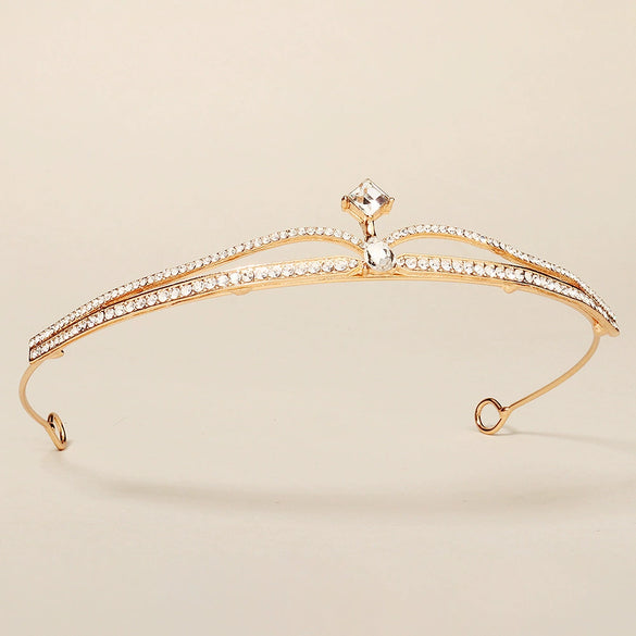 Women's Rhinestone Crown Headband With Geometric Zinc Alloy Design For Bridal Wedding Headwear And Formal Events