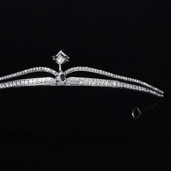 Women's Rhinestone Crown Headband With Geometric Zinc Alloy Design For Bridal Wedding Headwear And Formal Events