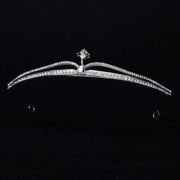 Women's Rhinestone Crown Headband With Geometric Zinc Alloy Design For Bridal Wedding Headwear And Formal Events