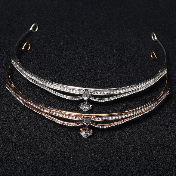 Women's Rhinestone Crown Headband With Geometric Zinc Alloy Design For Bridal Wedding Headwear And Formal Events