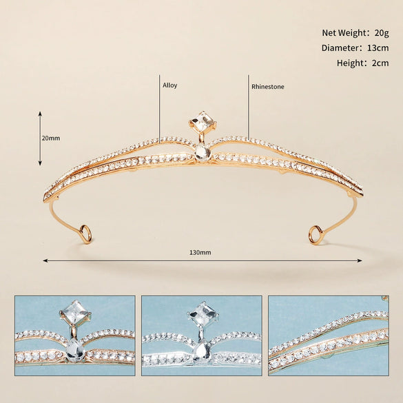 Women's Rhinestone Crown Headband With Geometric Zinc Alloy Design For Bridal Wedding Headwear And Formal Events