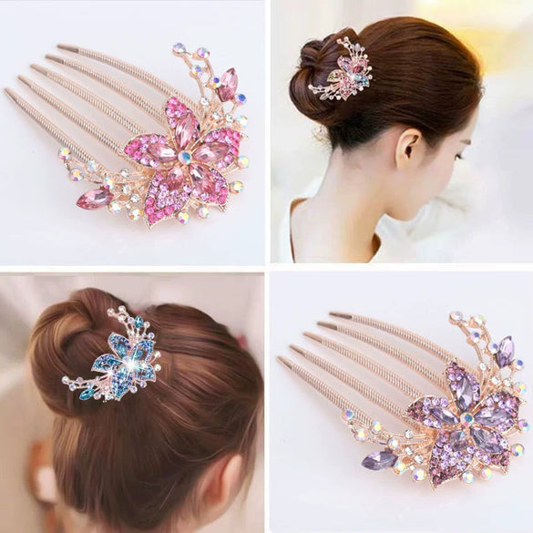 Women's Rhinestone Drop Shape Hair Comb Electroplated Bridal Hair Accessory